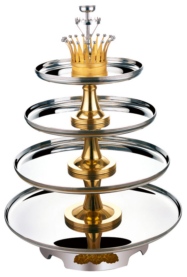 四层镀金豪华海鲜塔-成套餐具