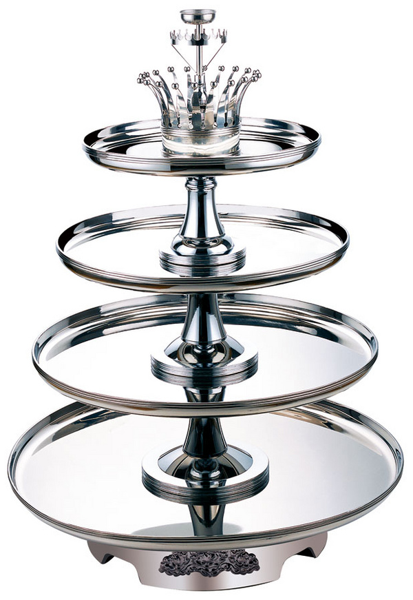 四层镀铬豪华海鲜塔-成套餐具