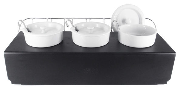 Dressing pot with black stand-成套餐具