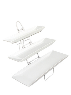 Stainless steel rack with long platter sets-成套餐具