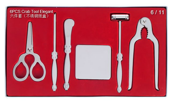 食蟹工具-六件套（不锈钢纸盒)