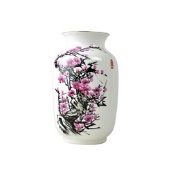 手绘骨瓷花瓶-傲雪红梅