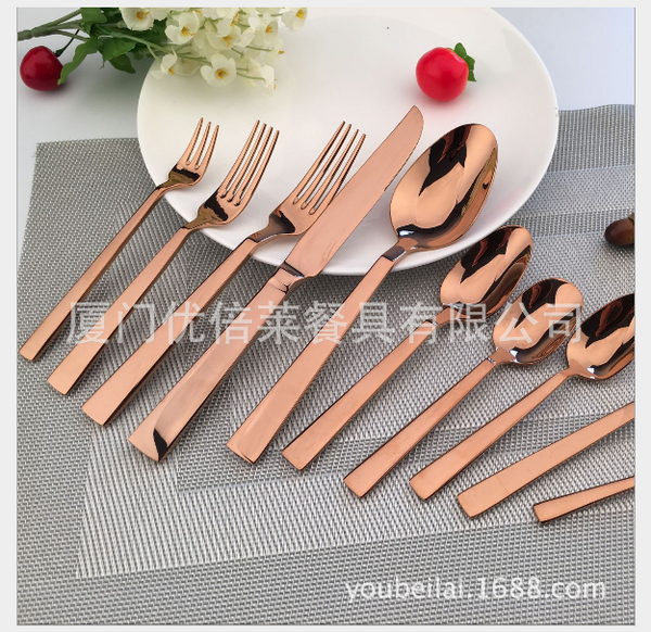 镀金304高档不锈钢餐具 刀叉勺