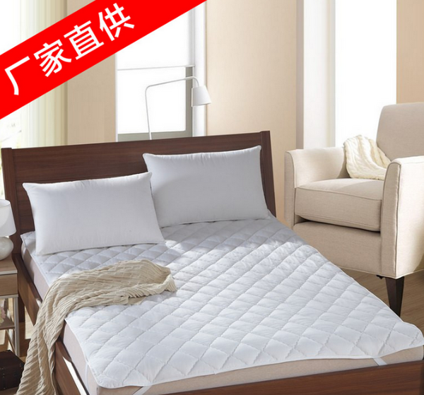 酒店纯棉白色床上保护垫，宾馆防滑床垫1200#定型棉保护垫 全棉110*90保护垫