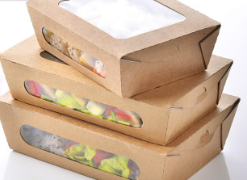 商吉 高档牛皮纸餐盒一次性饭盒水果沙拉盒食品包装盒打包盒批发