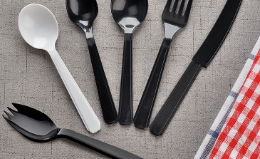 商吉 独立装黑白色塑料一次性刀叉勺西餐外卖打包汤勺1000只批发