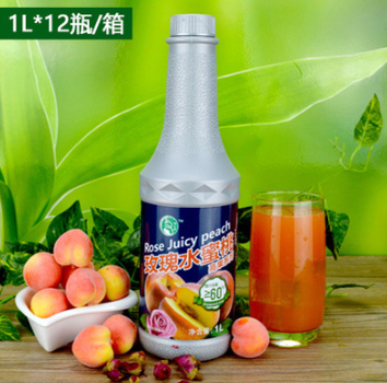润心堂高倍浓缩果汁 玫瑰水蜜桃复合果汁原浆1.2kg瓶装奶茶原料