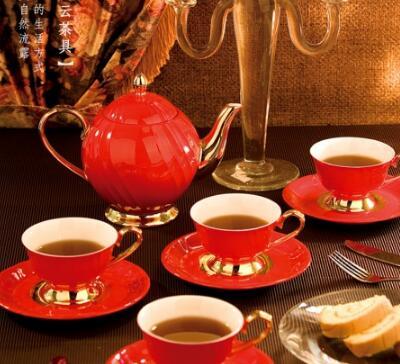 尊上系列 流云茶具餐具套装 红釉