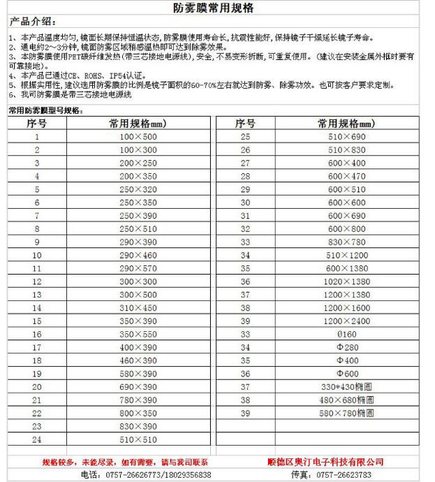 酒店卫浴镜玻璃防雾膜