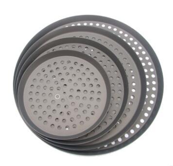 大孔圆形浅披萨烤盘9 10 12 16英寸}