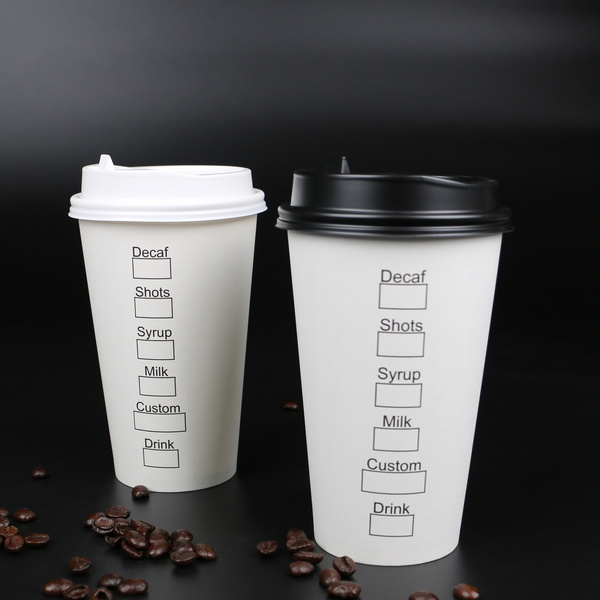 庞度一次性咖啡奶茶纸杯加厚热饮杯16oz打包外带纸杯100只