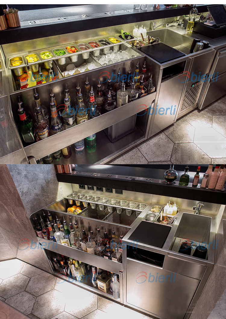 商用定制304不锈钢调酒台ktv酒吧调酒柜 customized standard