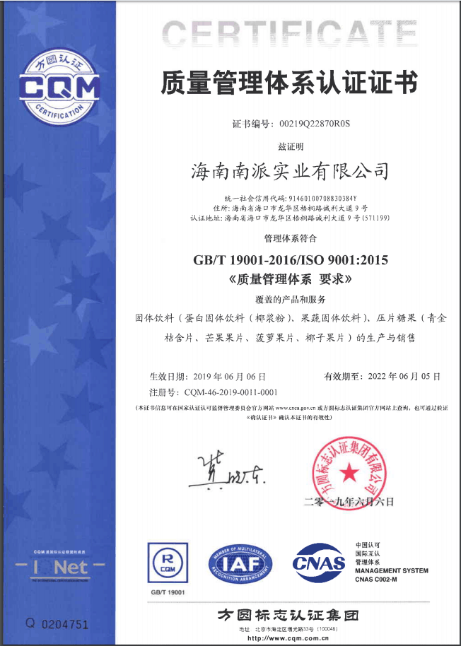 ISO9001國際質(zhì)量管理體系認證