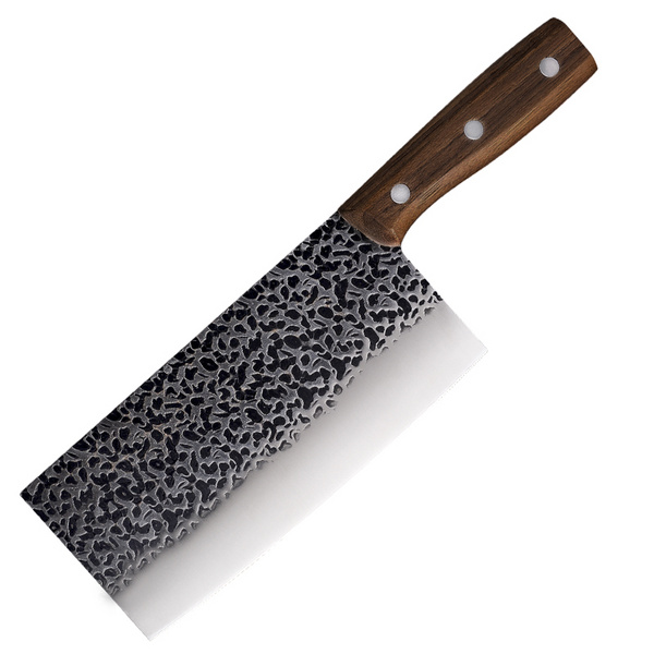 现货不锈钢菜刀 手工锻打锤纹刀 家用砍骨刀 厨房砍切两用厨刀