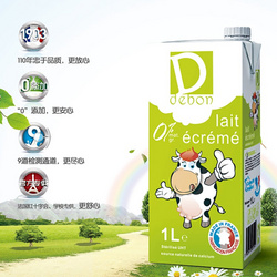 法國黛寶DEBON脫脂牛奶1L*12