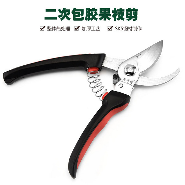 廠家直銷SK5錳鋼果樹花藝修枝剪刀 強(qiáng)力彈簧 果枝剪園藝園林工具