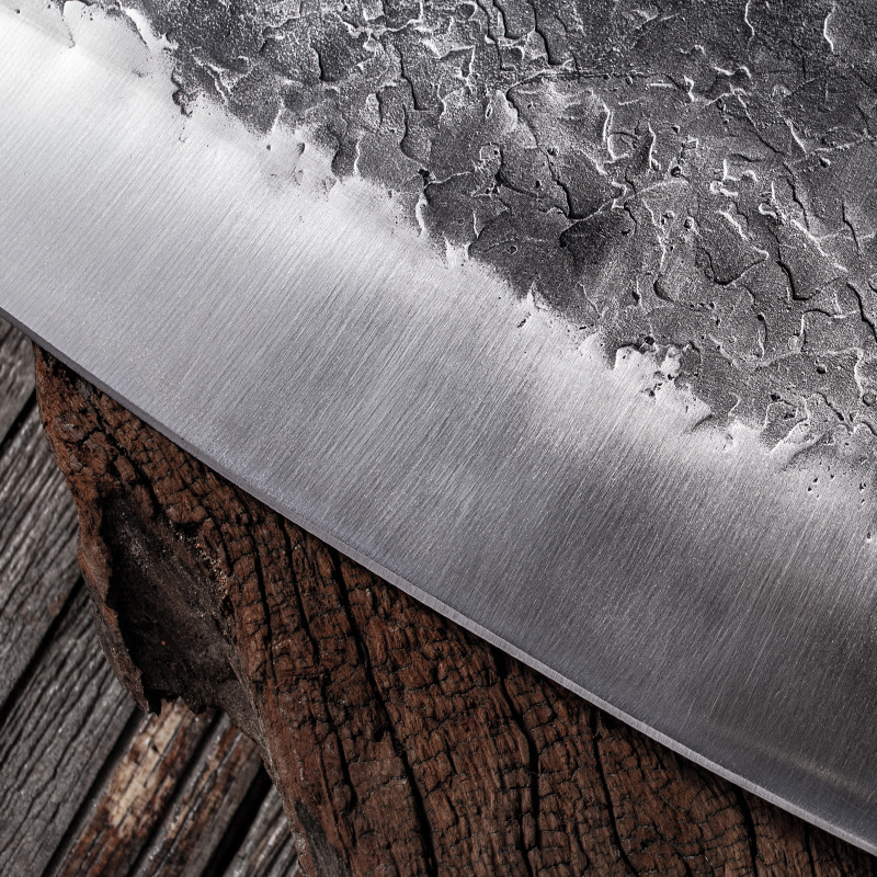 多功能锤纹不锈锰钢肉片瓜木柄厨师刀传统纯手工锻打菜刀切片刀