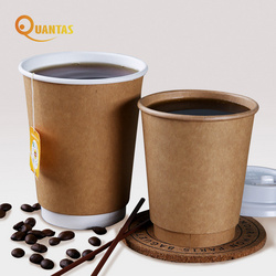 亮奎 工厂现货一次性中空双层牛皮纸杯奶茶咖啡杯带盖热饮杯