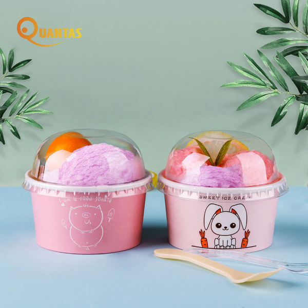 亮奎 工厂现货一次性冰淇淋纸碗可爱卡通酸奶雪糕杯布丁冰淇淋杯