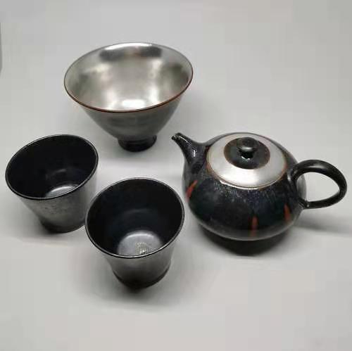 【京都有名职人手作】覆黑银彩过水茶杯单品