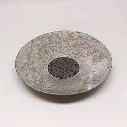 190黑點(diǎn)圓碗盤 鱗形銀邊