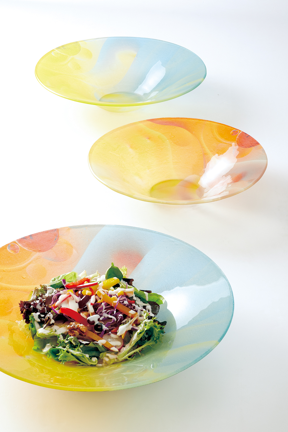 玻璃七彩水果碗
