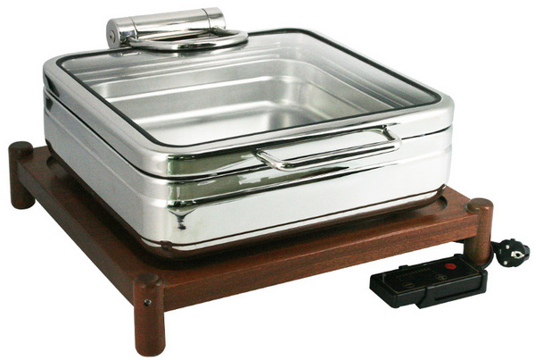 CHAFING DISH WITH WOODEN STAND新款高级自助餐炉沙比利木座带电磁炉