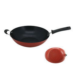 NON-STICK IRON WOK W/PLASTIC HANDLE不粘單柄平底鐵鑊K10591-K10599+1