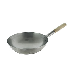 iron wok with wooden handle 木柄圓底旋壓鍋K10651-K10658