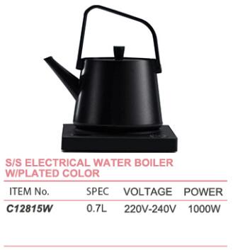 ELECTRICAL WATER BOILER W/PLATED COLOR  带温控电热水壶黑色  C12817B