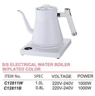 ELECTRICAL WATER BOILER W/PLATED COLOR 带温控电热水壶白色  C12811W