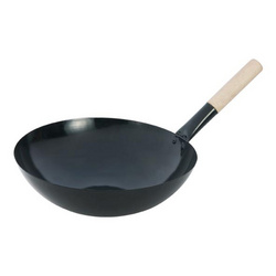 ENAMEL IRON WOK W/WOODEN HANDLE機(jī)制半木柄深搪瓷鑊K10431-K10435，K10441-K10445
