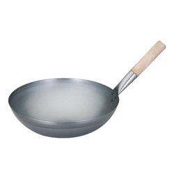 FLAT BASE IRON WOK W/WOODEN HANDLE機(jī)制單柄平底干油鑊K10801-K10805