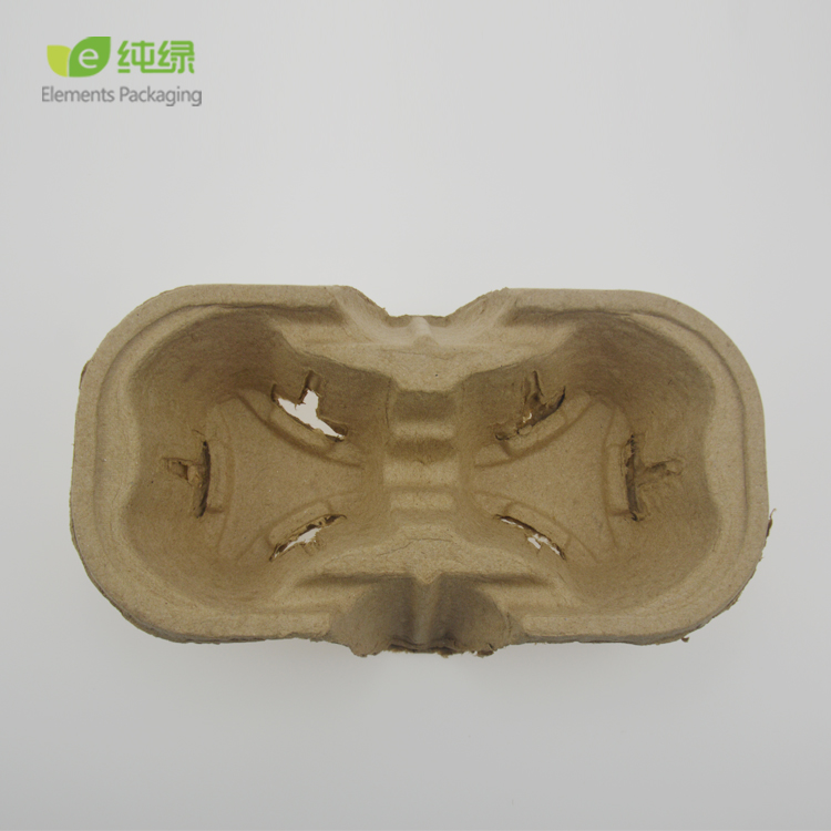 纯绿 双格四格纸浆杯托