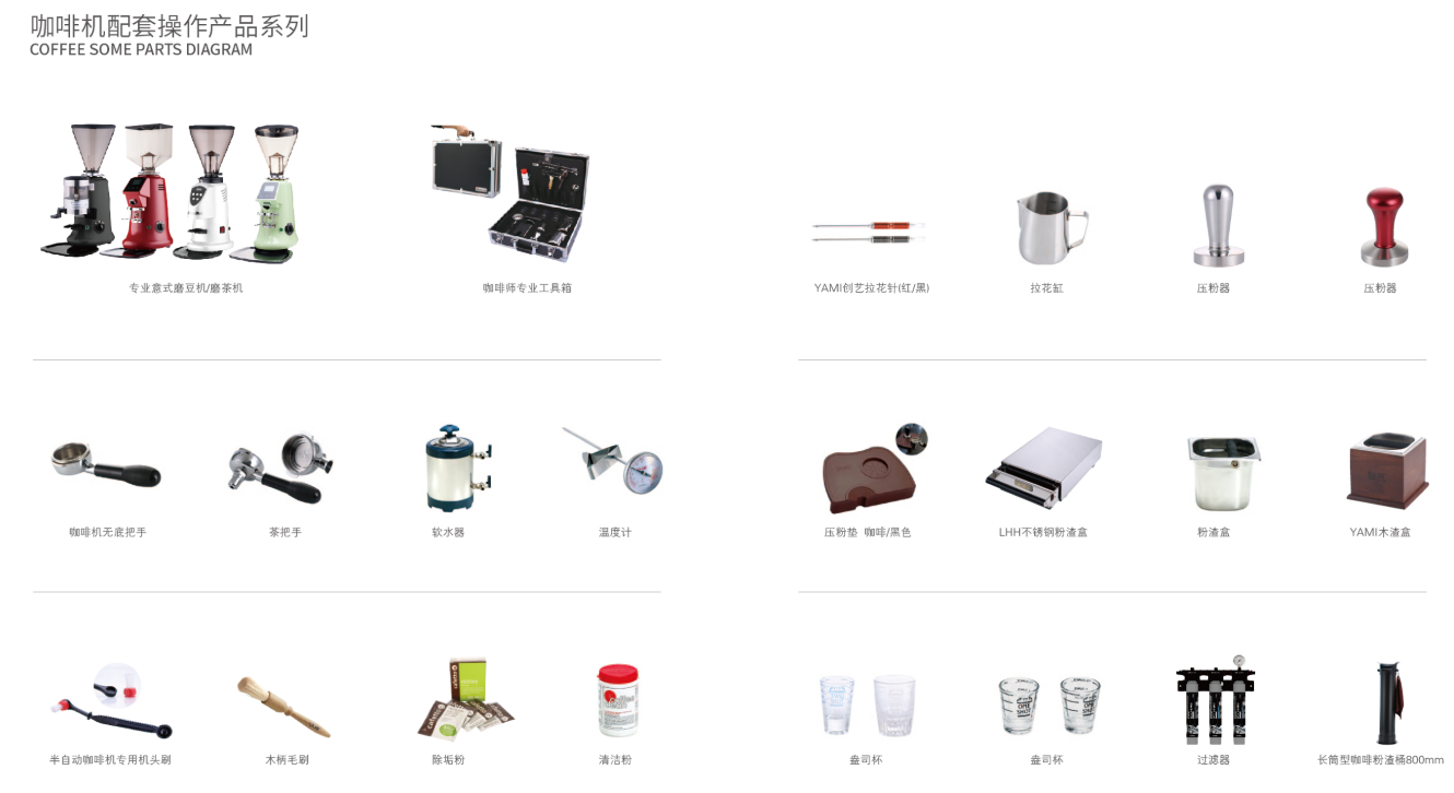 咖啡机配套操作产品系列