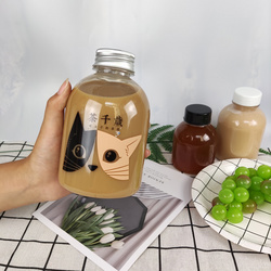 250ml瓶子果汁透明塑料瓶大肚瓶350ml飲料瓶PET奶茶一次性外帶瓶