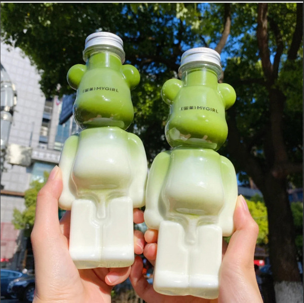 暴力熊杯BB熊350ml500ml700ml奶茶瓶创意便携式塑料瓶一次性饮品杯