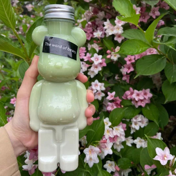 暴力熊杯BB熊350ml500ml700ml奶茶瓶创意便携式塑料瓶一次性饮品杯