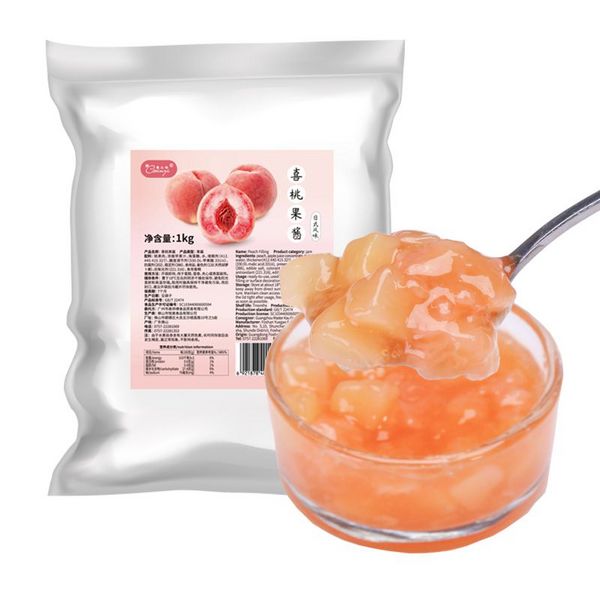 高师傅水蜜桃果酱果粒1kg商用烘焙饮品蛋糕夹心西点白桃子果肉馅