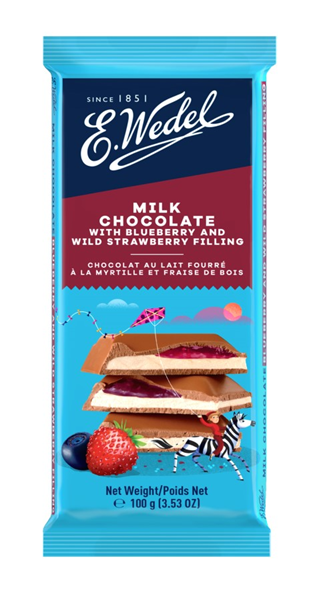 蓝莓野草莓果酱风味夹心牛奶巧克力制品