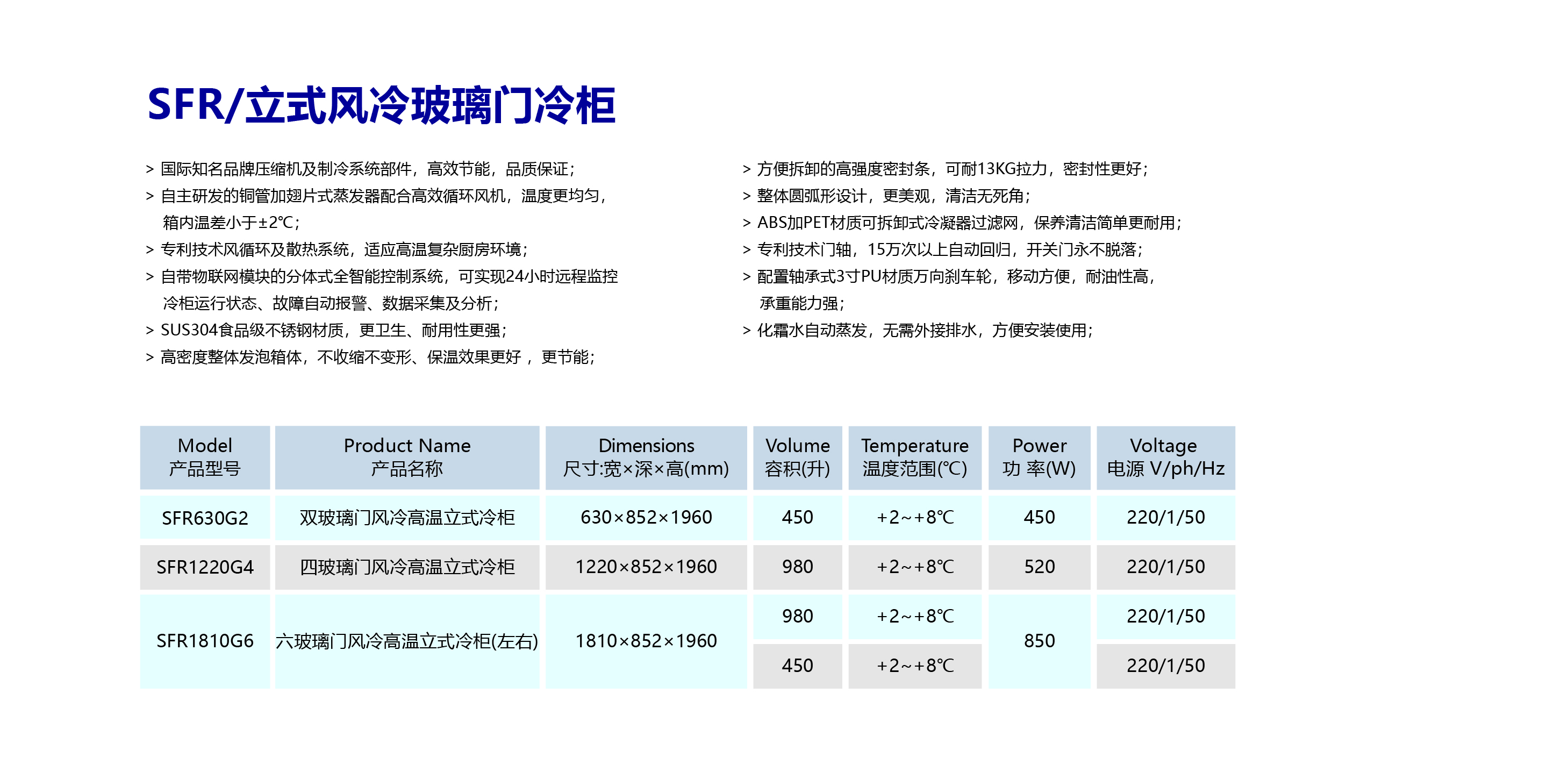 SFR立式风冷玻璃门冷柜