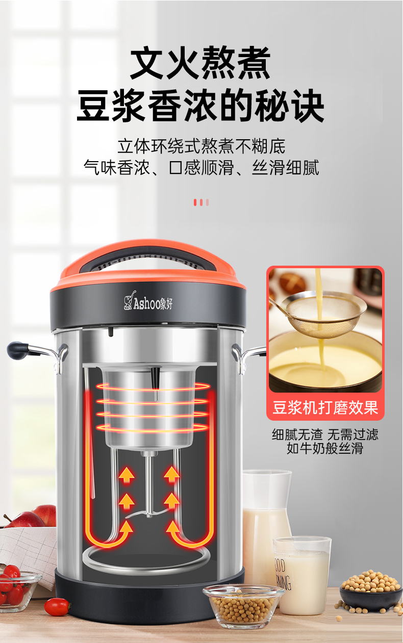 象好豆浆机商用早餐店用大容量全自动加热渣浆分离免滤米糊磨浆机