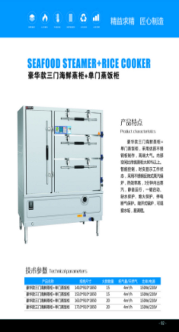 豪华款三门海鲜蒸柜+单门蒸饭柜