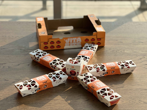 农业包装-串番茄与樱桃番茄的100%纸质包装