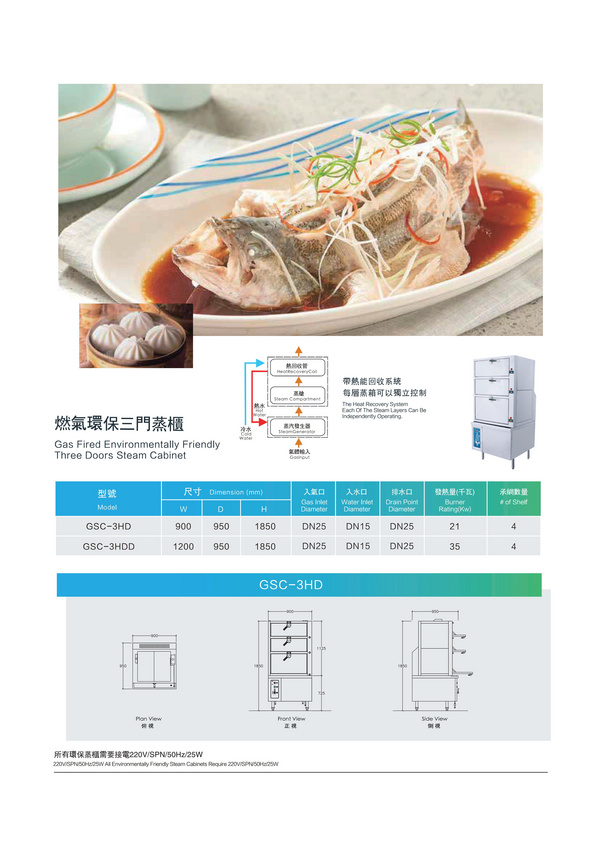 燃气环保三门蒸柜