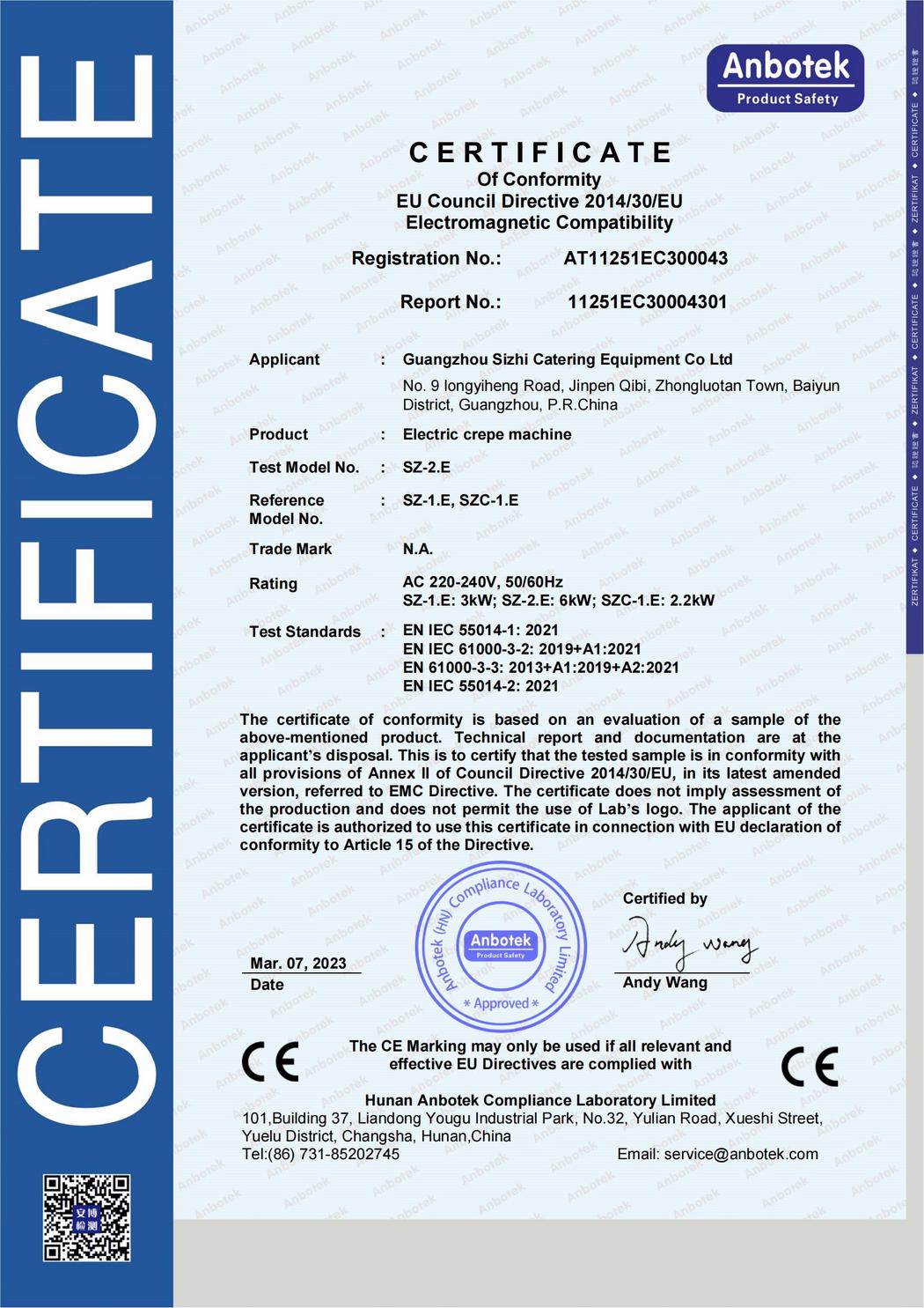 CE for crepe machine