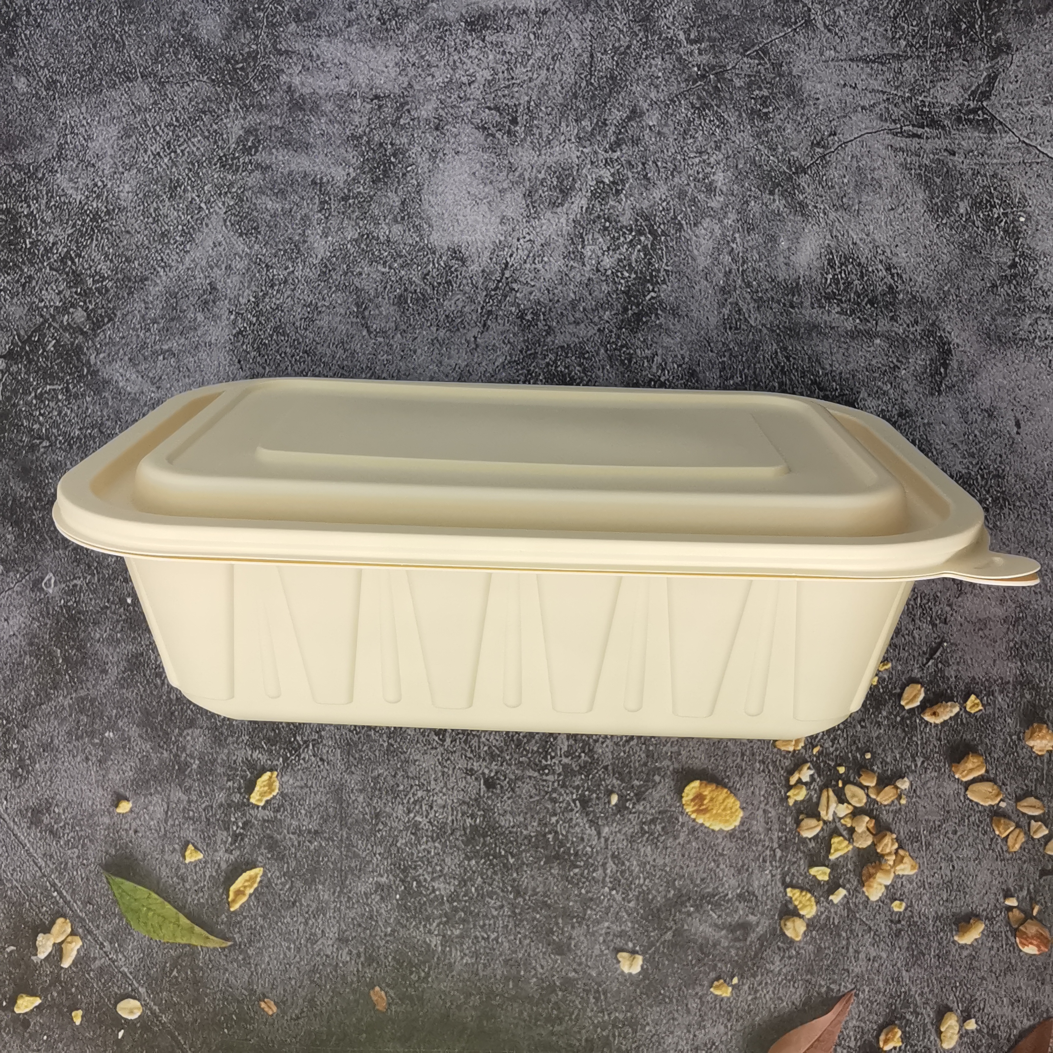 玉米淀粉基一次性美式单格餐盒带盖