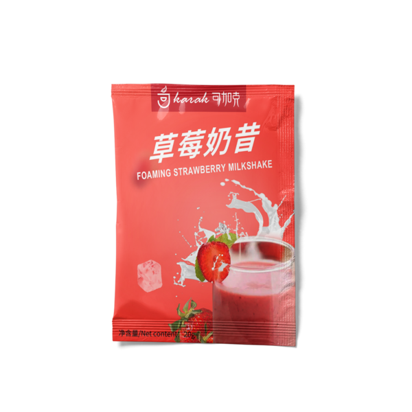 草莓奶昔 foaming strawberry milkshake