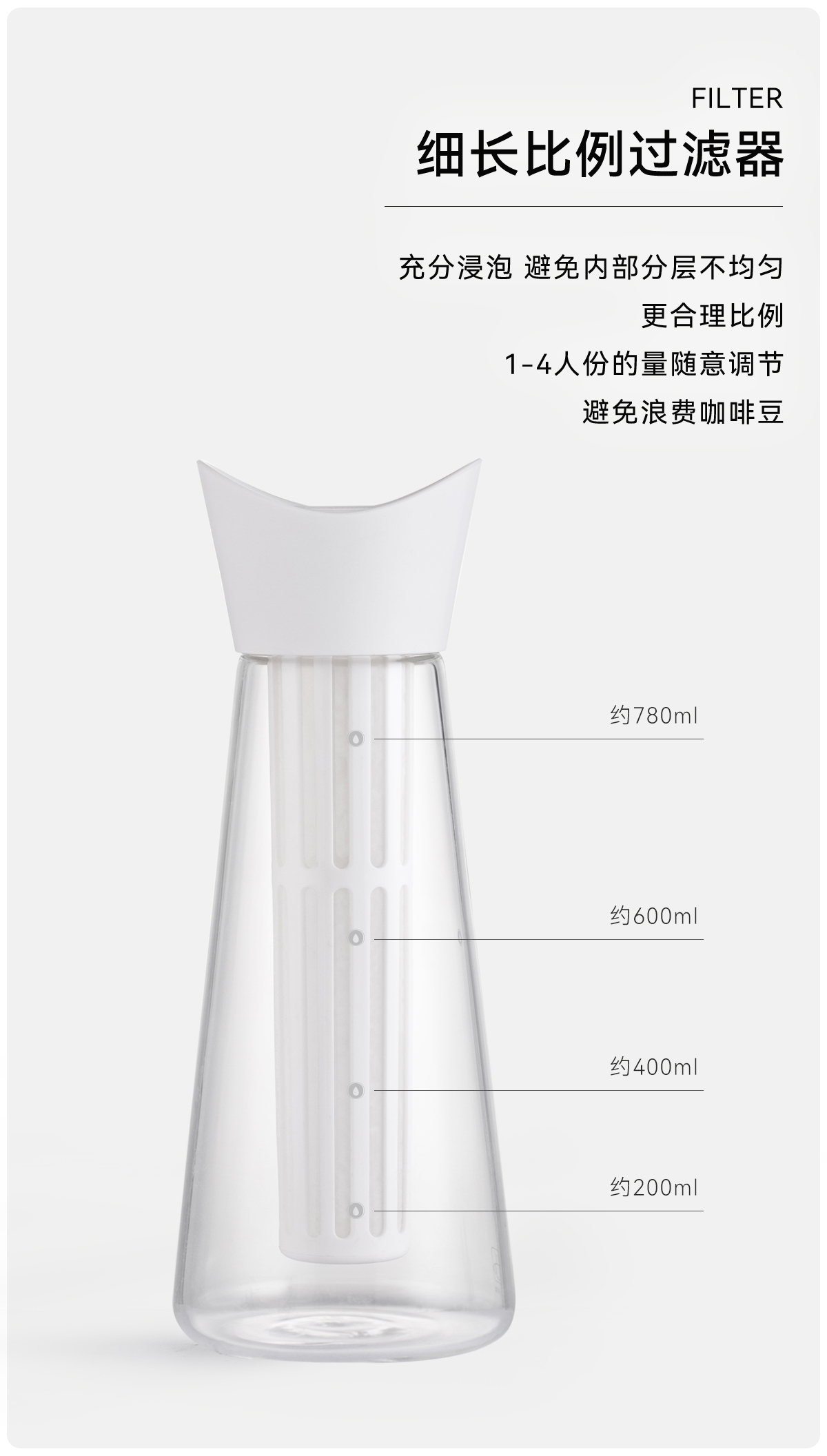 CAFEDE KONA冷萃壶玻璃咖啡冷泡壶户外便携式冰咖啡过滤壶大容量