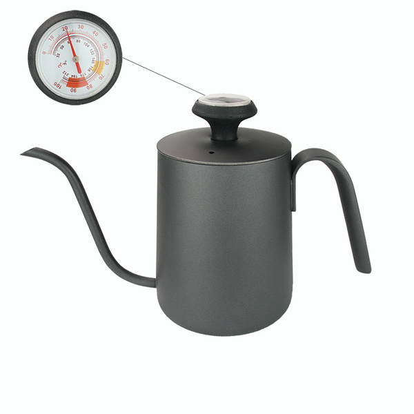 S/S COFFEE POT管嘴带温度计不锈钢壶喷漆(黑色） C10746B